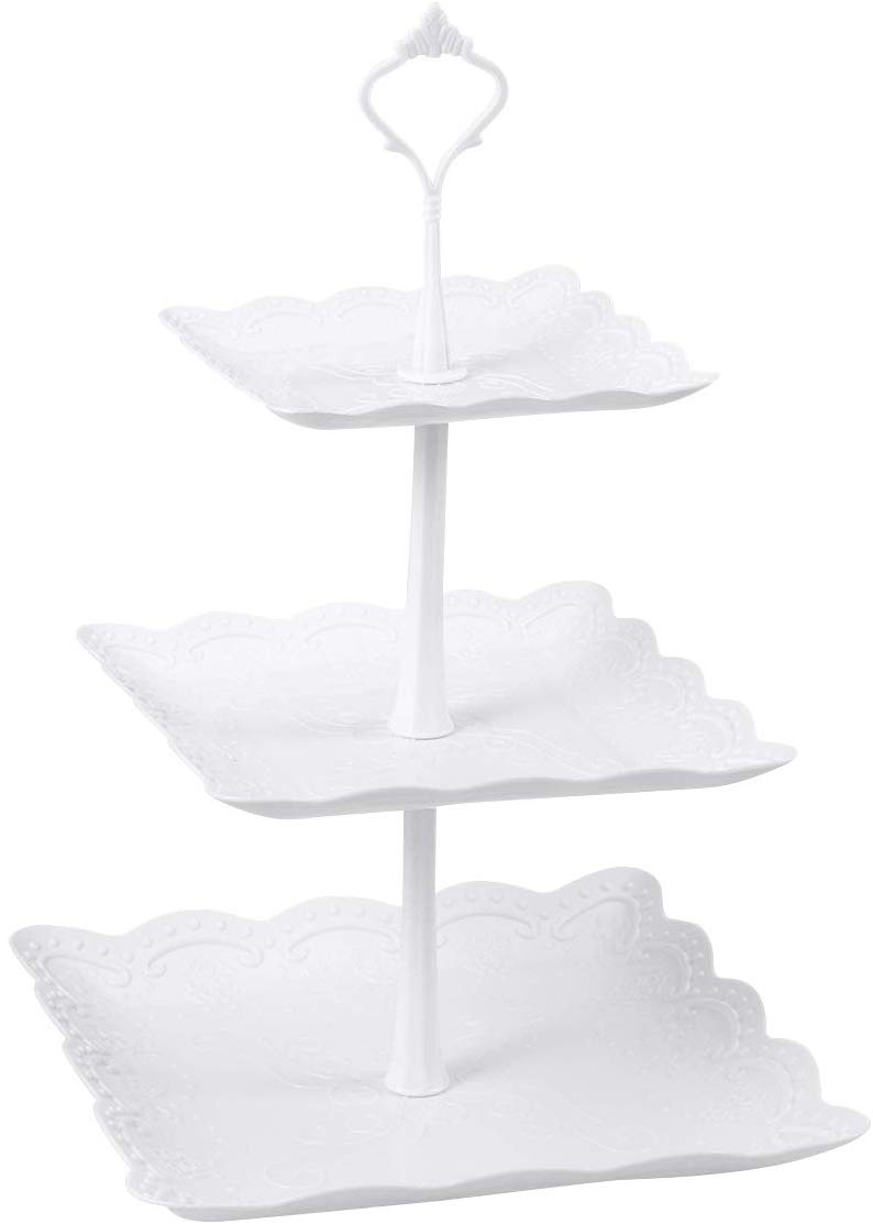 3-tier White Plastic Dessert Stand Pastry Stand Cake Stand Cupcake Stand Holder with Base Serving Platter for Party Wedding Home Decor Gold 3-tier White Plastic Dessert Stand Pastry Stand Cake Stand Cupcake Stand Holder with Base Serving Platter for Party Wedding Home Decor Gold